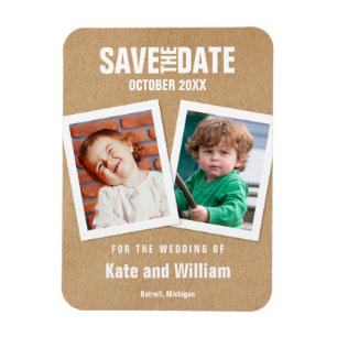 Fun Wedding Save the Date Child Photos Rustic Magneet