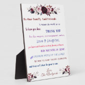 Fun Wedding Thank You Red Pink Roses Fotoplaat (Zijkant)