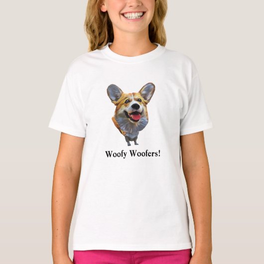 Fun Welsh Corgi Dog Girls T-Shirt (Voorkant)