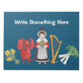 Fun Welsh Costume en Emblemen op Blue Notitieblok (Voorkant)