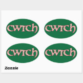 Fun Welsh Cwtch Stickers: Clematis Pattern Ovale Sticker (Vel)