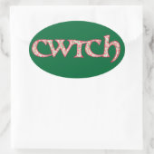 Fun Welsh Cwtch Stickers: Clematis Pattern Ovale Sticker (Tas)