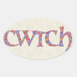 Fun Welsh Cwtch Stickers, Ditzy Flowers Ovale Sticker
