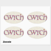Fun Welsh Cwtch Stickers, Ditzy Flowers Ovale Sticker (Vel)