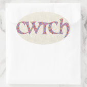 Fun Welsh Cwtch Stickers, Ditzy Flowers Ovale Sticker (Tas)