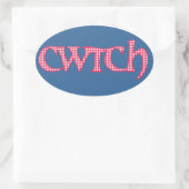 Fun Welsh Cwtch Stickers: Red Check Gingham Ovale Sticker (Tas)