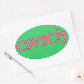 Fun Welsh Cwtch Stickers: Red, White Polka Dots Ovale Sticker (Envelop)