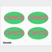 Fun Welsh Cwtch Stickers: Red, White Polka Dots Ovale Sticker (Vel)