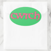 Fun Welsh Cwtch Stickers: Red, White Polka Dots Ovale Sticker (Tas)