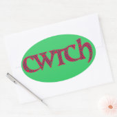 Fun Welsh Cwtch Stickers: rood, groen patroon Ovale Sticker (Envelop)
