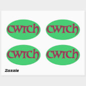 Fun Welsh Cwtch Stickers: rood, groen patroon Ovale Sticker (Vel)