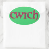 Fun Welsh Cwtch Stickers: rood, groen patroon Ovale Sticker (Tas)