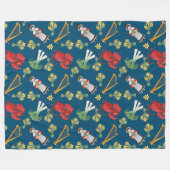 Fun Welsh Emblemen op Blue Fleece Blanket Deken (Voorkant (Horizontaal))