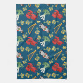 Fun Welsh Emblemen op Blue Kitchen Towel, Tea Towe Theedoek (Verticaal)