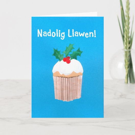 Fun Welsh Language Kaart Cupcake, Holly (Voorkant)