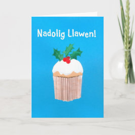Fun Welsh Language Kaart Cupcake, Holly