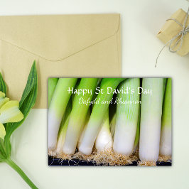 Fun Welsh Leeks St David's Day Personalized Kaart