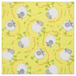 Fun Welsh Sheep on Yellow Pattern Custom Fabric Stof