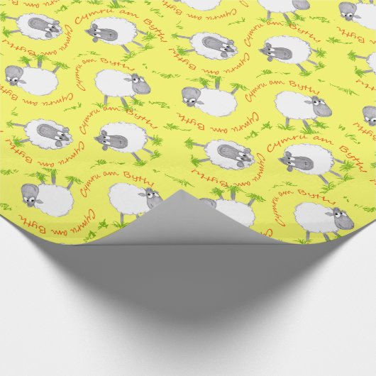 Fun Welsh Sheep, Wales Forever Custom Giftwrap Cadeaupapier (Hoek)