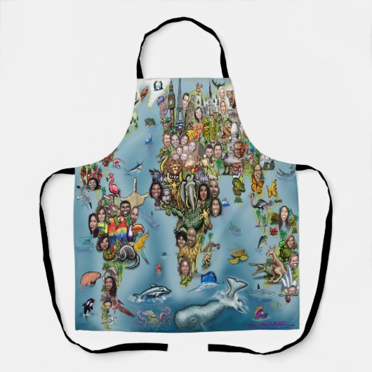 Fun-Wereldkaart Schort (Voorkant)