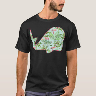 Fun Whale gevuld met tropisch roze flamingos Crui T-shirt
