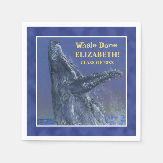 Fun Whale Graduation Party Papier Servet (Voorkant)