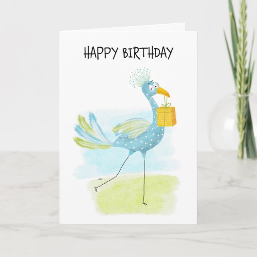 Fun Whimsical Blue Bird met White Spots Birthday Feestdagen Kaart (Voorkant)