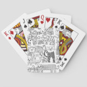Fun Whimsical Cats Zwart-wit Patroon Pokerkaarten (Achterkant)