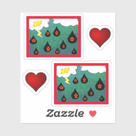 Fun Whimsical Comic Book Pop Art Set Sticker (Vel)