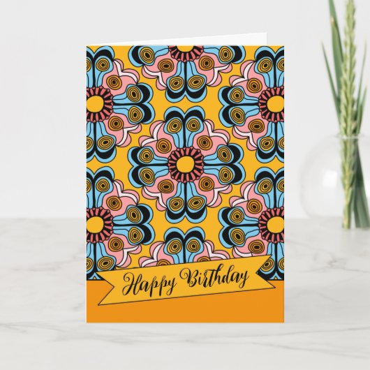Fun whimsical flower power hippie CC0143 Birthday Kaart (Voorkant)