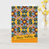 Fun whimsical flower power hippie CC0143 Birthday Kaart (Gele Bloem)