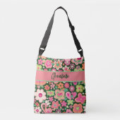 Fun Whimsical Flowers Crossbody Canvas tas (Voorkant)