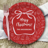 Fun Whimsical Hand Drawn Bow Christmas Papieren Bordje