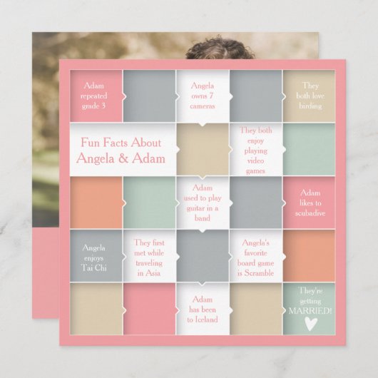 Fun Whimsical Infographic Photo Save the Date (Voorkant / Achterkant)