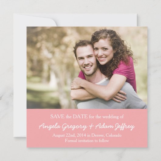 Fun Whimsical Infographic Photo Save the Date (Achterkant)