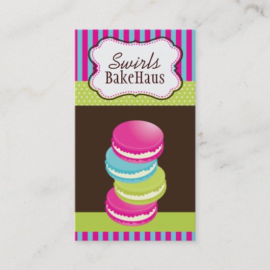 Fun Whimsical Macarons Visitekaartjes (Voorkant)