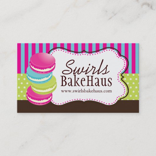 Fun Whimsical Macarons Visitekaartjes (Voorkant)
