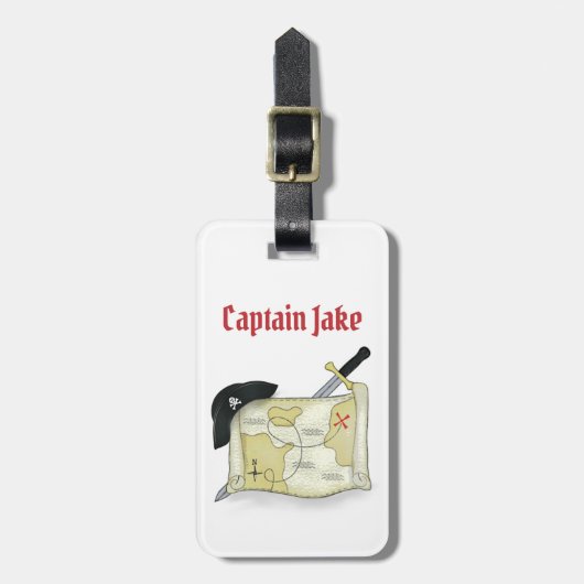 Fun Whimsical Pirate Treasure Map op maat Bagagelabel (Voorkant verticaal)