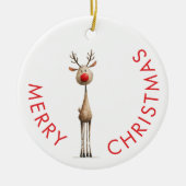 Fun Whimsical Reindeer Merry Christmas Keramisch Ornament (Voorkant)