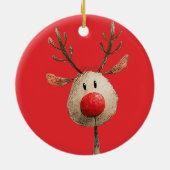 Fun Whimsical Reindeer Merry Christmas Keramisch Ornament (Achterkant)