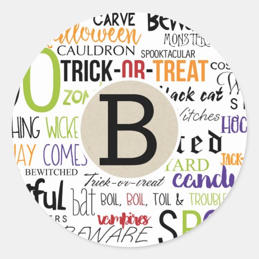 Fun Whimsical Rustic Halloween Kraft Party Favor Ronde Sticker (Voorkant)