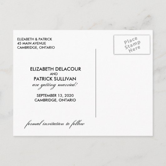 Fun & Whimsical Save the Date Photo Card Briefkaar Aankondigingskaart (Achterkant)