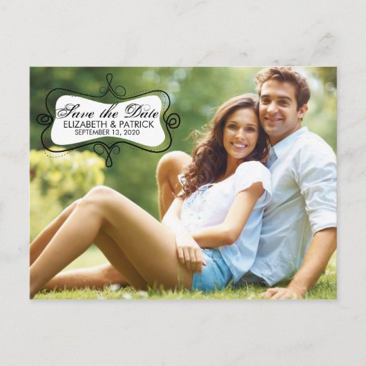 Fun & Whimsical Save the Date Photo Card Briefkaar Aankondigingskaart (Voorkant)