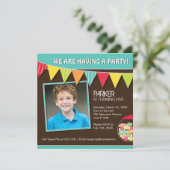 Fun Whimsical Snoep Birthday Party Invitation Kaart (Staand voorkant)