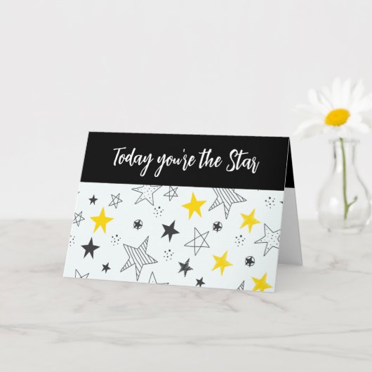 Fun Whimsical Stars Add a Name Happy Birthday Kaar Kaart (Kleine Plant)