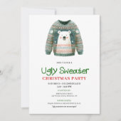 Fun Whimsical Ugly Sweater Holiday Invitation Kaart (Voorkant)