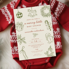 Fun whimsical vintage Merry little baby shower Kaart