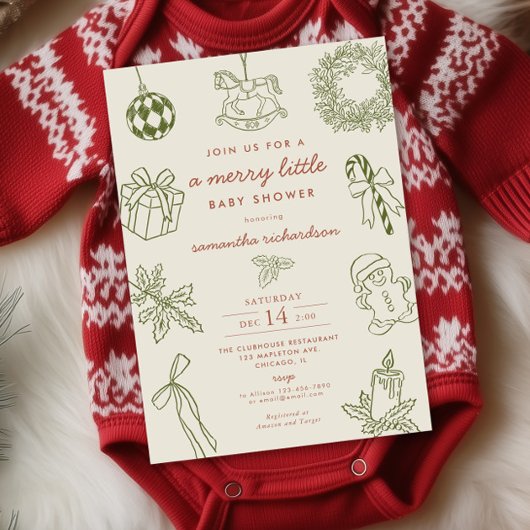 Fun whimsical vintage Merry little baby shower Kaart