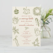 Fun whimsical vintage Merry little baby shower Kaart (Staand voorkant)