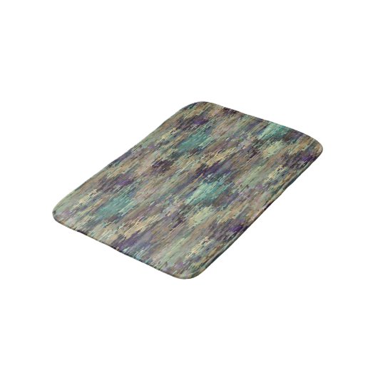 Fun Whimsical Violet Paarse Taupe Blauwgroen Strip Badmat (Gekanteld)